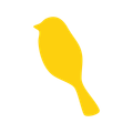 Yellow bird silhouette on a white background