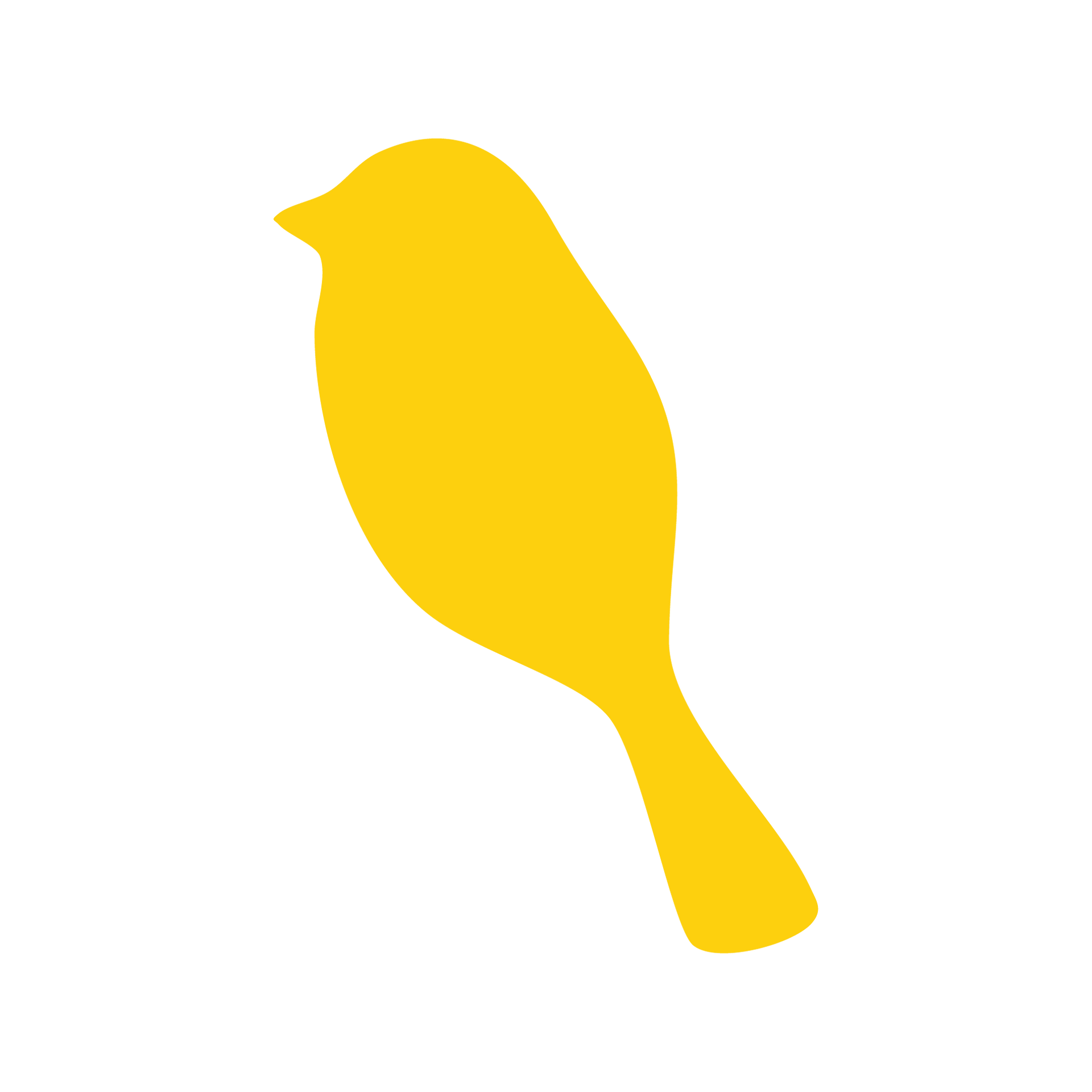 Yellow bird silhouette on a white background