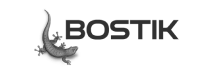 BOSTIK logo with a small gecko silhouette in black and gray