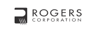 Rogers Corporation logo with stylized black icon and gray text on a white background