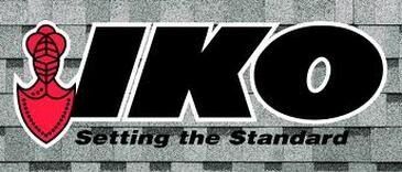 The logo for iko setting the standard is on a roof.