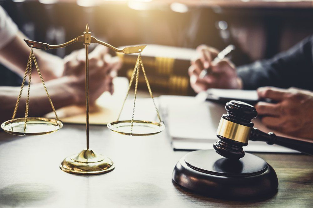 Office Of Lawyer With Gavel And Scales Of Justice