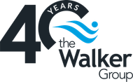 The Walker Group logo with “40 years” in black and blue.