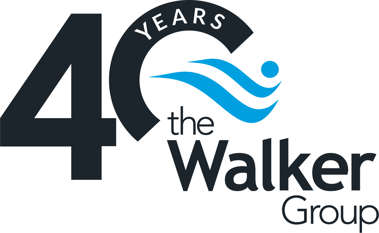 The Walker Group logo with “40 years” in black and blue.