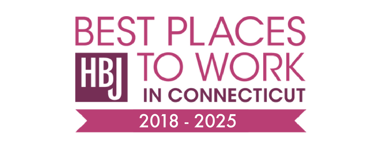 HBJ Best Places to Work in Connecticut 2018-2025 logo in magenta and gray