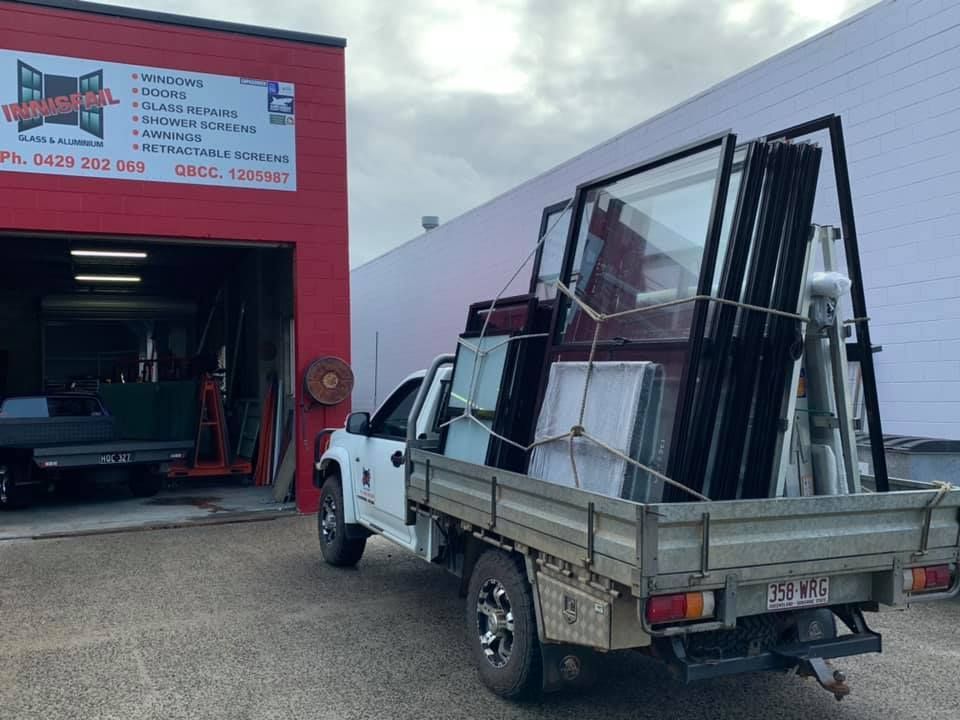 White Pickup Truck Loaded — Innisfail Glass & Aluminium in Innisfail, QLD