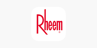 Rheem logo: red wordmark on a white rounded rectangle against a white background.