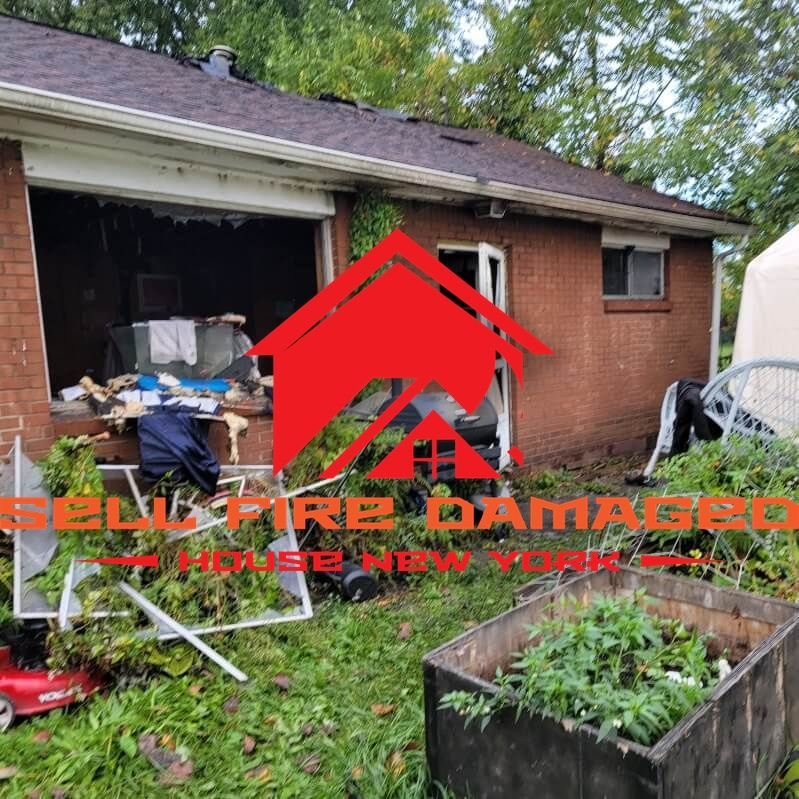A house with fire damage in New York