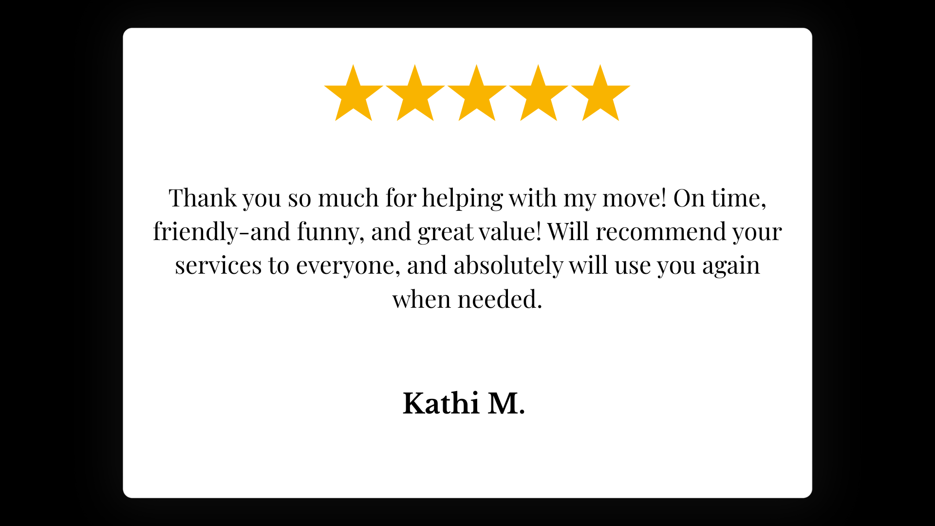 Customer review with 5-star rating: 