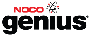 Logo : « NOCO Genius » avec le symbole de l'atome.
