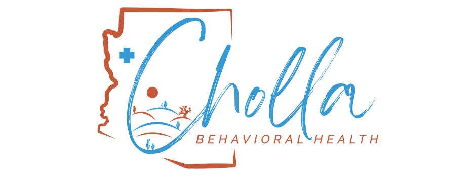 Cholla Behavioral Health – Personalized care for mental health and co-occurring substance abuse disorders in Arizona. Cholla Behavioral Health logo with Arizona outline, desert scene, and medical cross, symbolizing their regional focus.