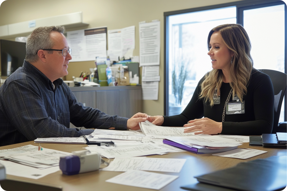 A group of healthcare professionals in a meeting or discussion, representing collaboration and teamwork.