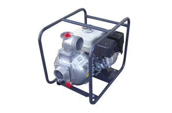 Portable Gasoline Water Pump in a Black Metal Frame, With Silver Engine and Red Caps — Casali's in Mareeba, QLD