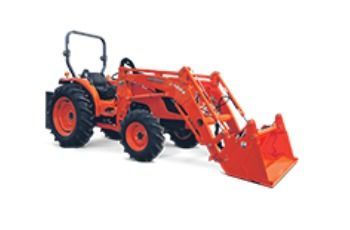 Orange Tractor With Front Loader Bucket on a White Background — Casali's in Mareeba, QLD