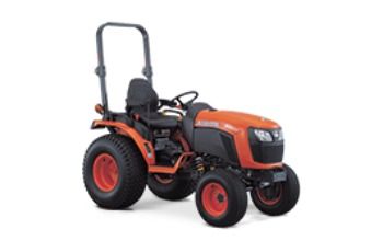 Orange Compact Tractor With Black Roll Bar and Red Wheels on a White Background — Casali's in Mareeba, QLD