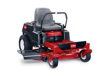 Red Riding Lawn Mower With Black Seat and Front Deck, Shown on a White Background — Casali's in Mareeba, QLD