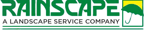 RAINSCAPE logo with green umbrella and the text &ldquo;A Landscape Service Company&rdquo;
