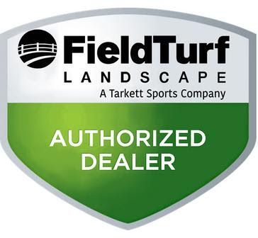 FieldTurf Landscape Authorized Dealer shield logo in black, white, and green