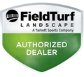 FieldTurf Landscape authorized dealer logo badge in green, white, and black