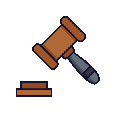 A wooden judge 's gavel is sitting on top of a wooden block.
