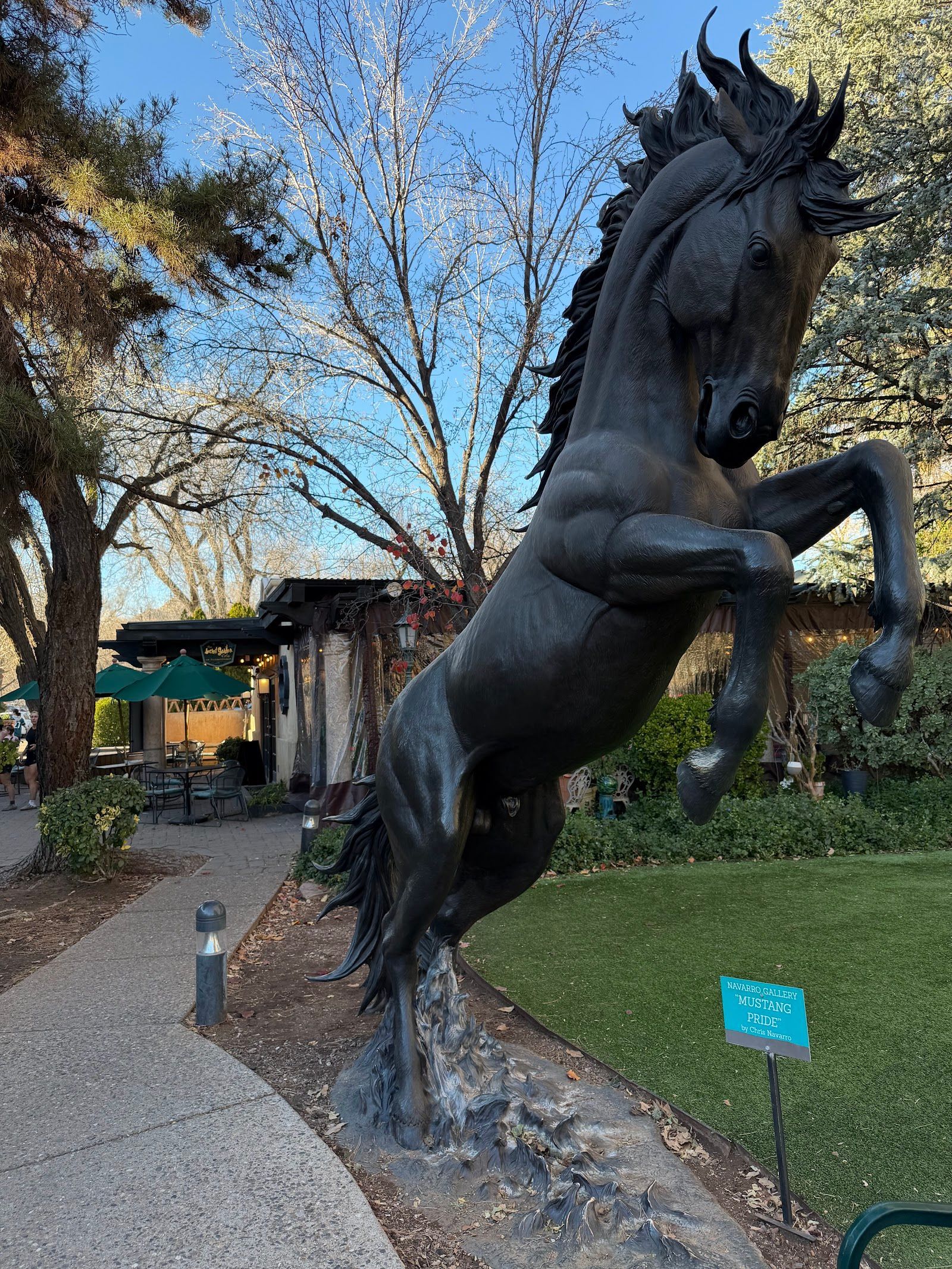 Bronze horse sculpture at Tlaquepaque Arts & Shopping Village in Sedona