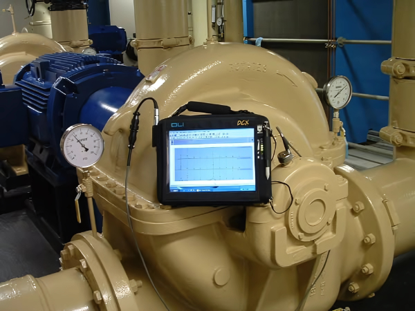 Technician  performing vibration analysis