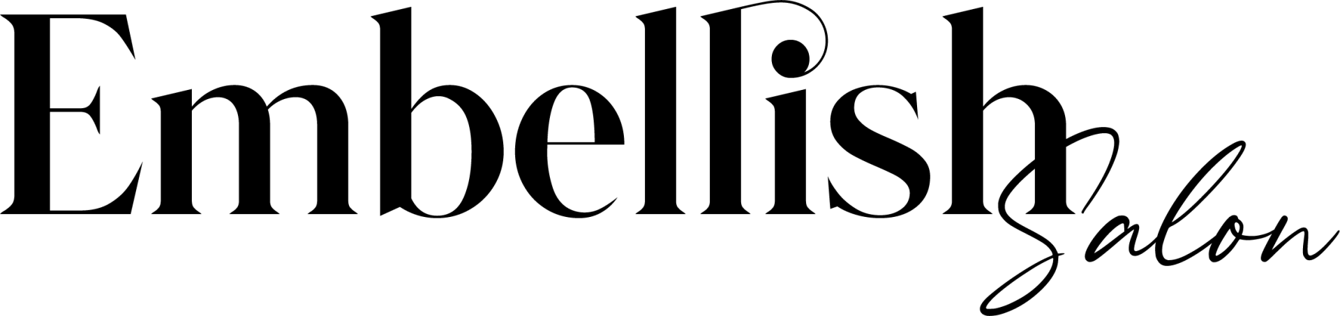 Embellish Salon logo in black, with a cursive 