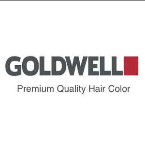 Goldwell logo: gray text with a red square, 