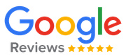 Google Reviews logo with five gold stars. The word 