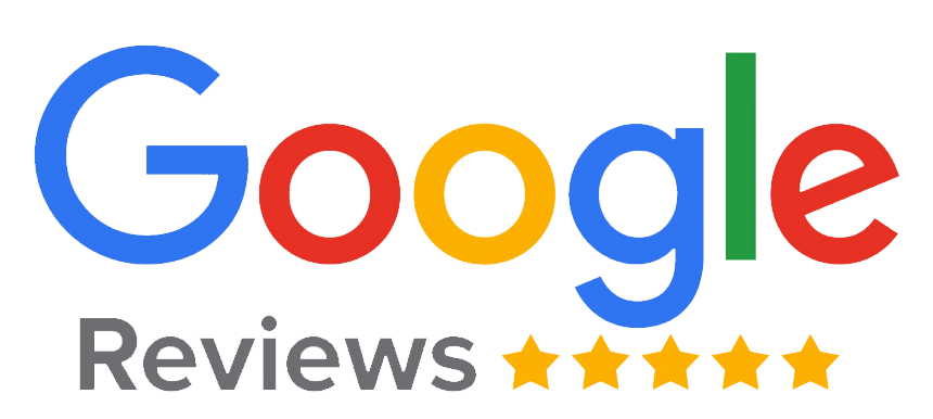 Google Reviews logo with five gold stars. The word