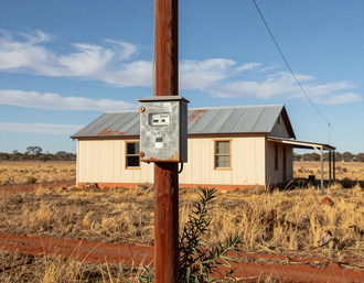 Rural power supply and meter box at a farmhouse