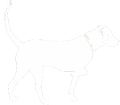 Outline of a dog standing in profile.