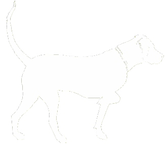 Outline of a dog standing in profile.