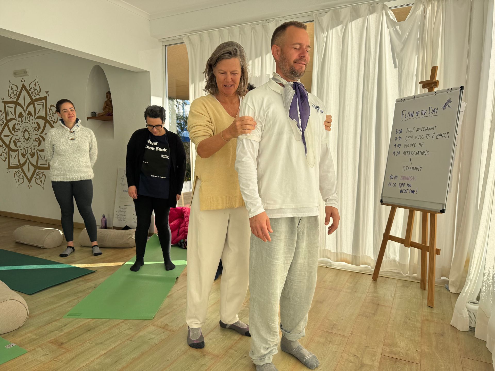 Regina and Luc showing excercise