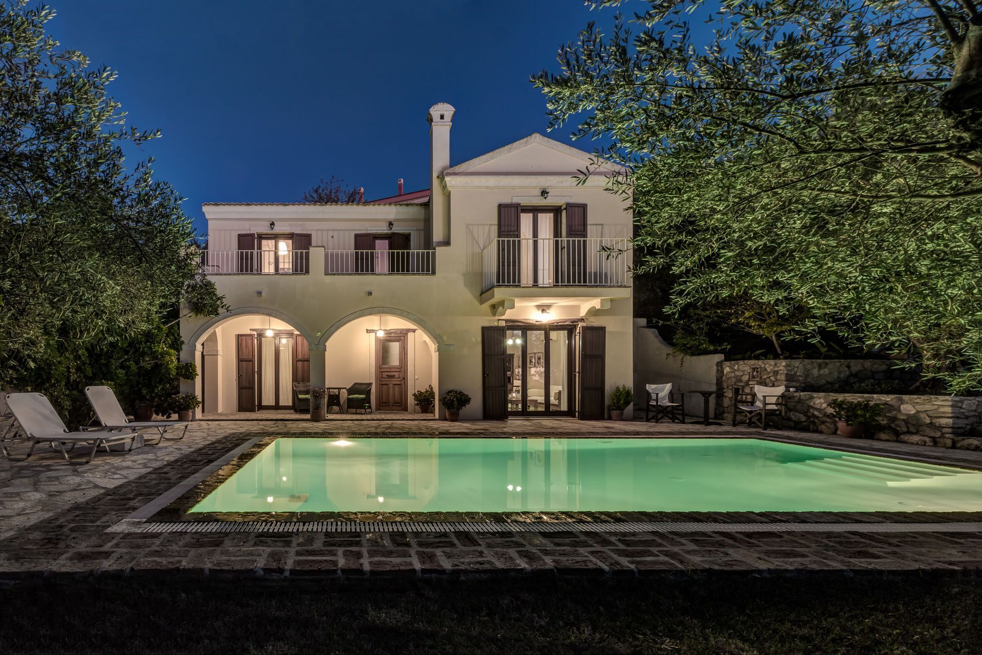 Night view Corfu villa