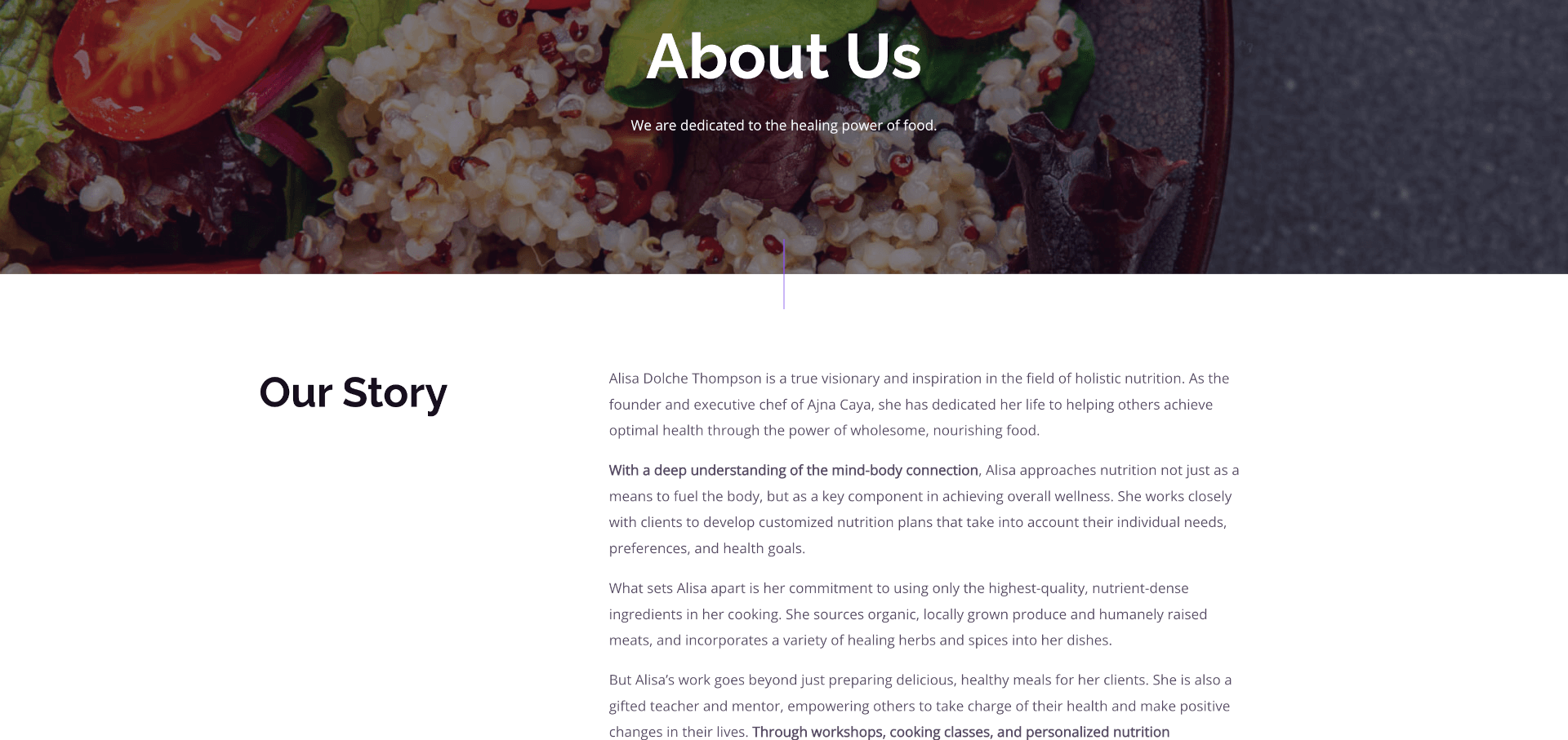 Screenshot of Ajna Caya's website about page