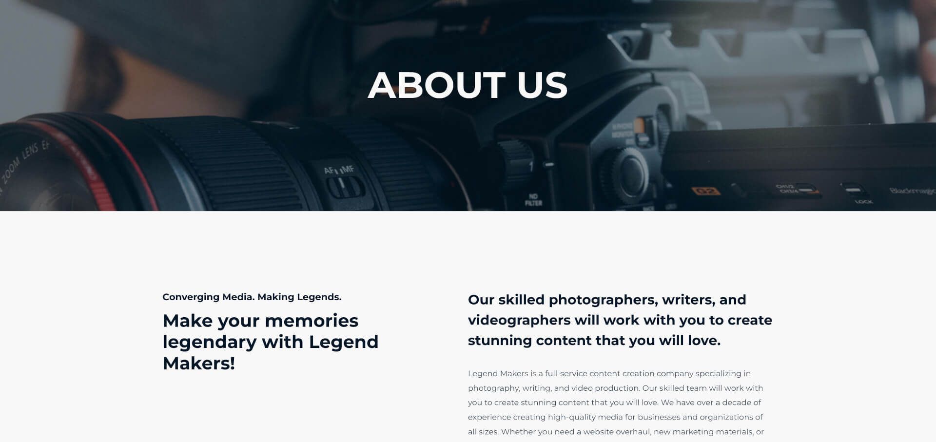 Screenshot of legendmakers.net about web page