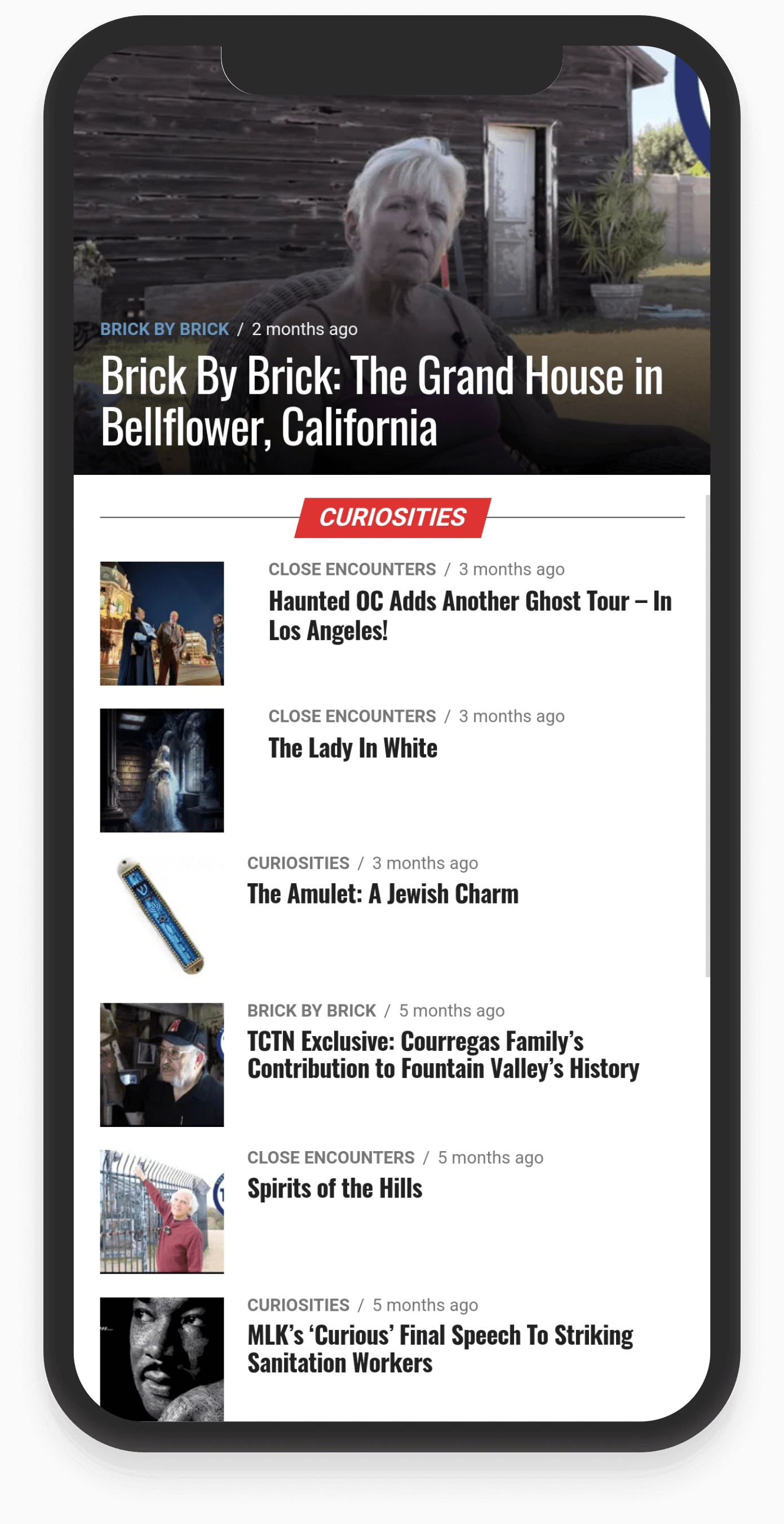These Curious Times website mobile view (designed by Silver Daniels Studios)