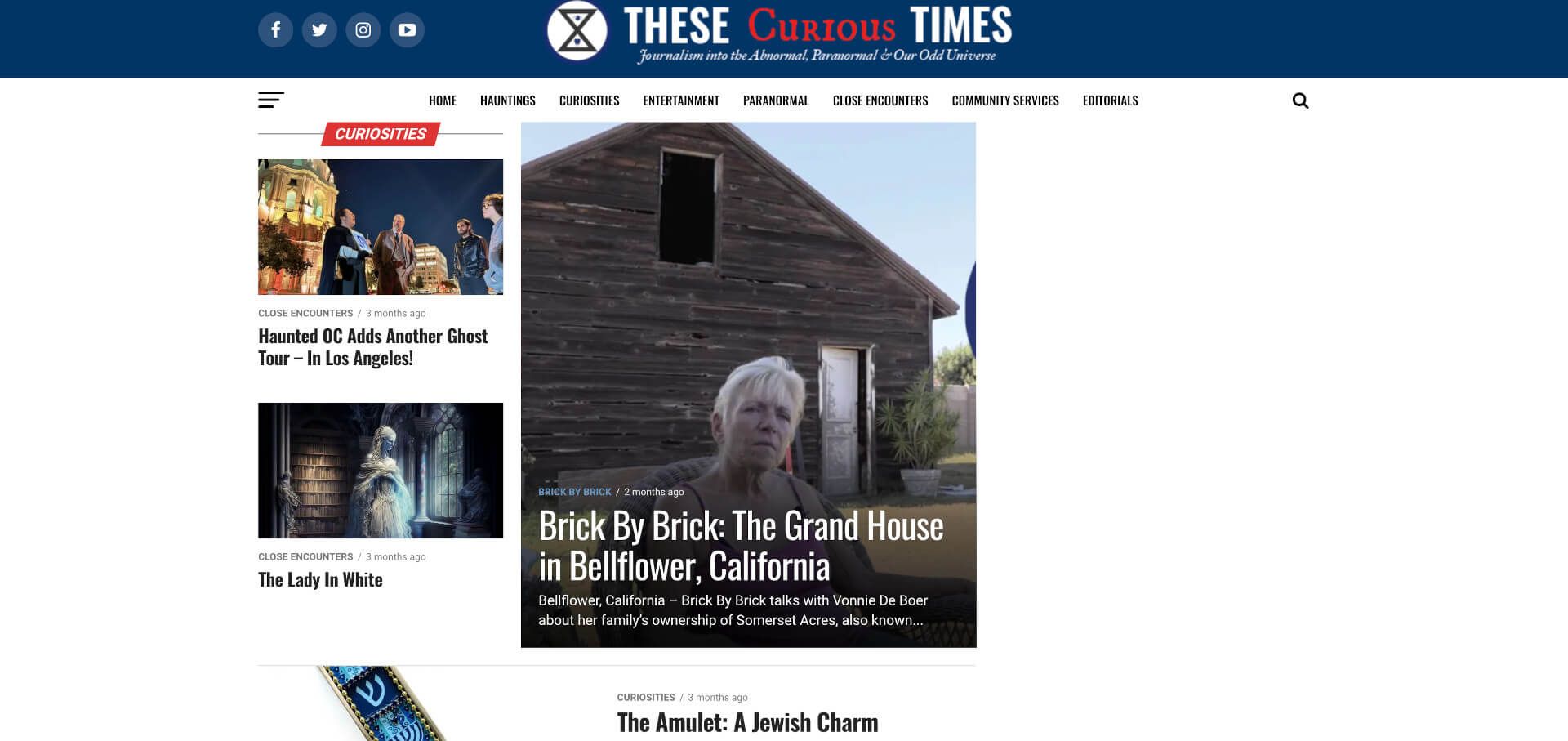 Screenshot of thesecurioustimes.news curiosities web page