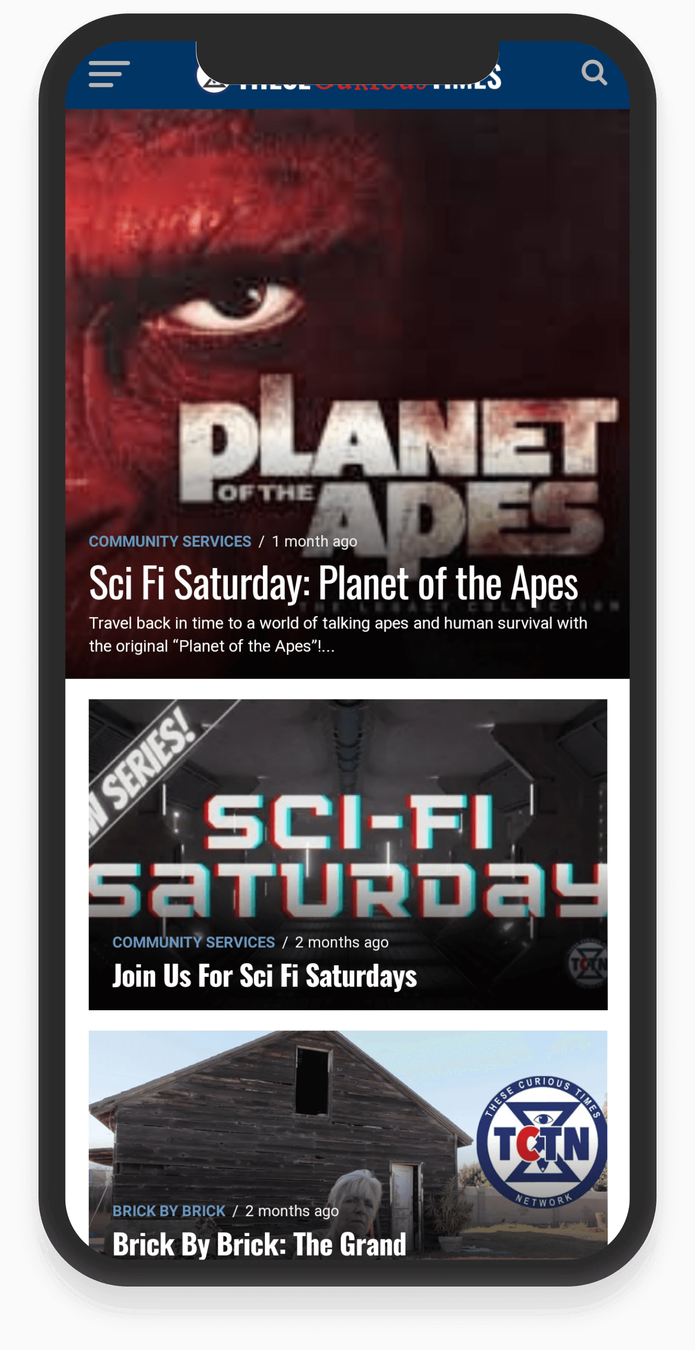 These Curious Times website mobile view (designed by Silver Daniels Studios)