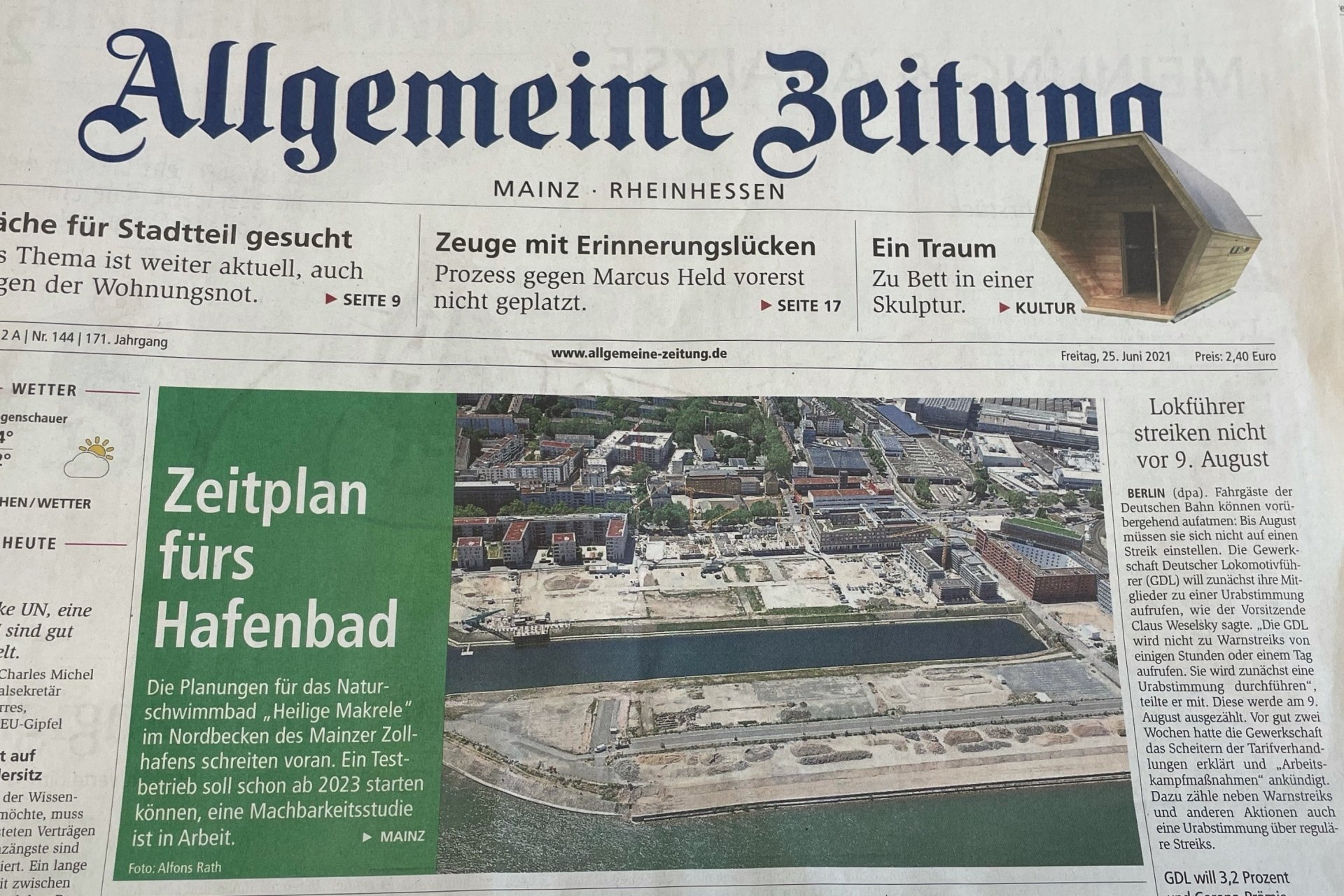Titelseite der Allgemeinen Zeitung 25.06.2021