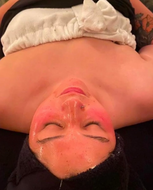 women taking spa