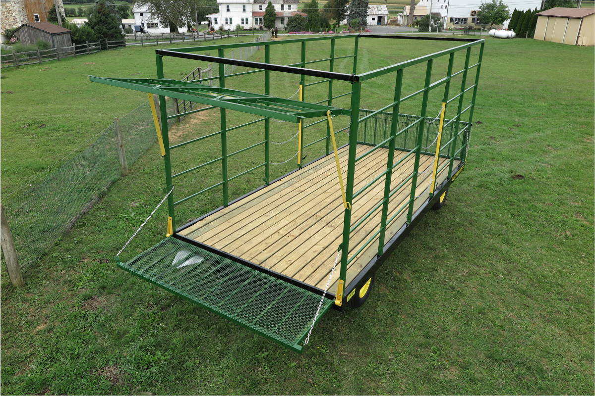 Dutch Brothers heavy-duty bale wagon with rear unloading gate