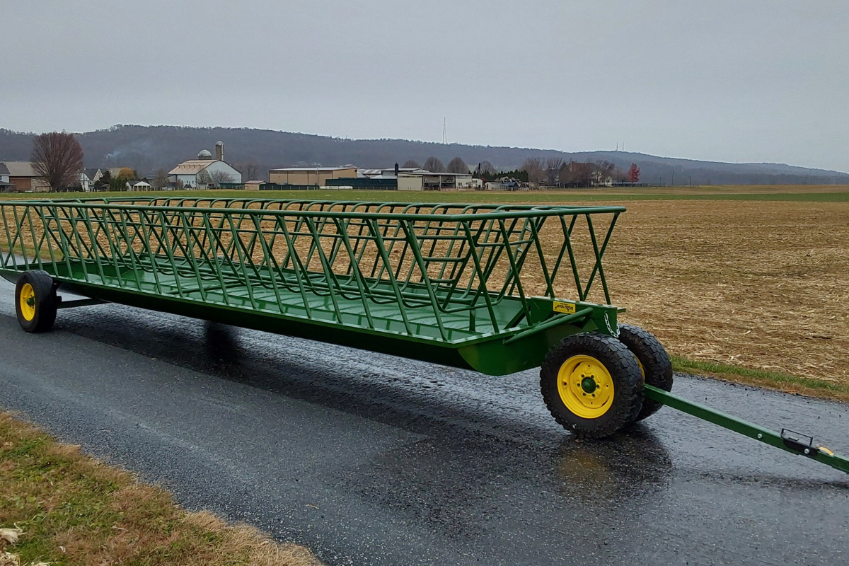 Heavy-duty feeder wagon manufactured by Stoltzfus Manufacturing in Lancaster County, PA.