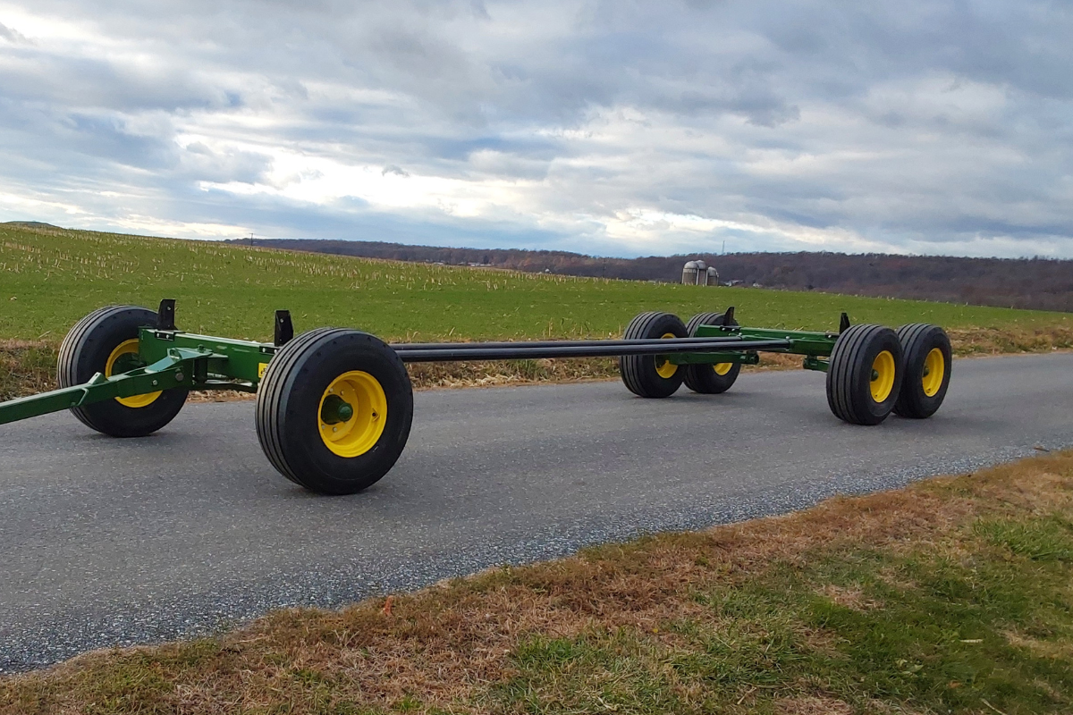 Tandem axle running gear option for Dutch Brothers bale wagon