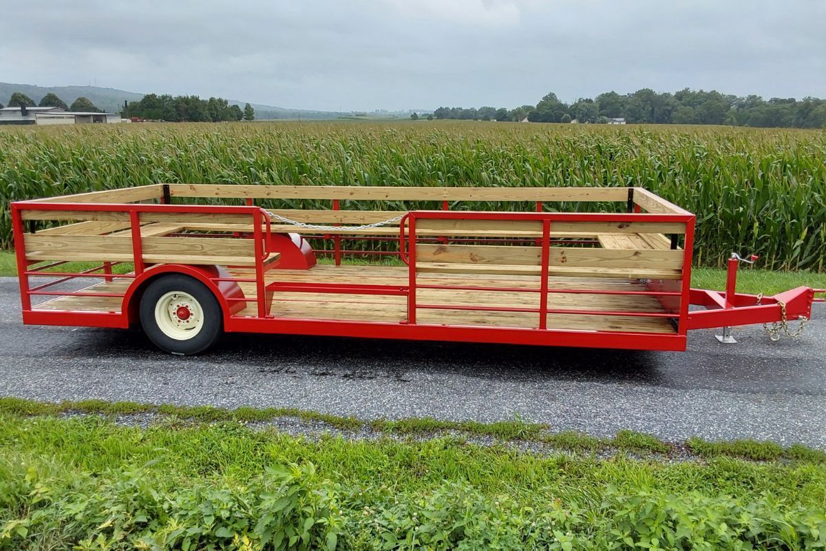 Custom Red Color Low Profile Hayride  Wagon