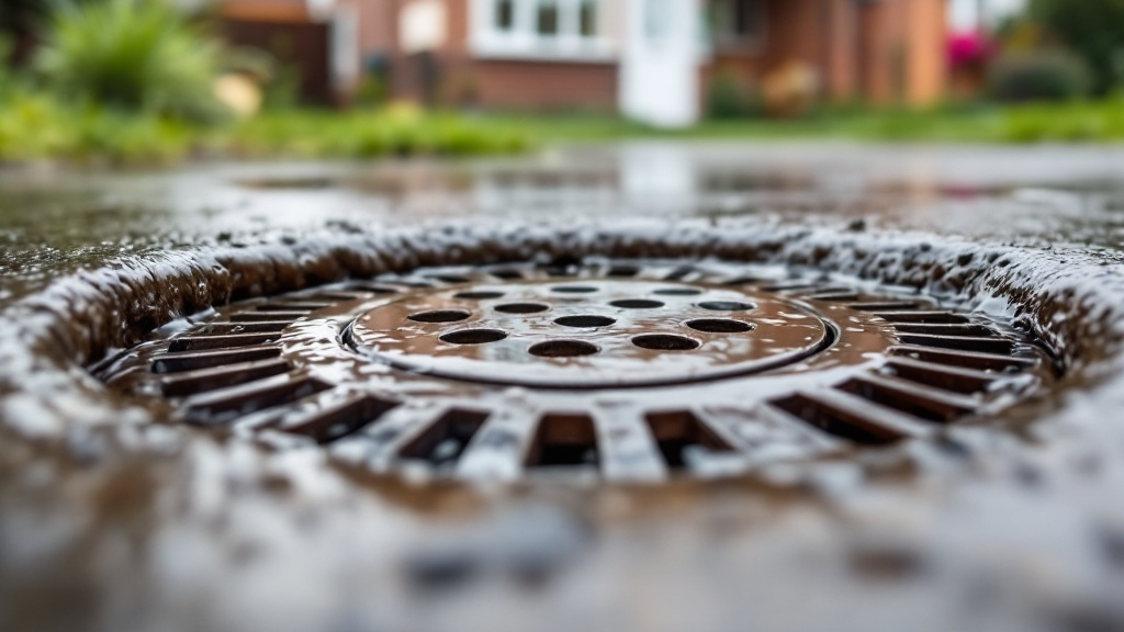a wet drain in a back garden