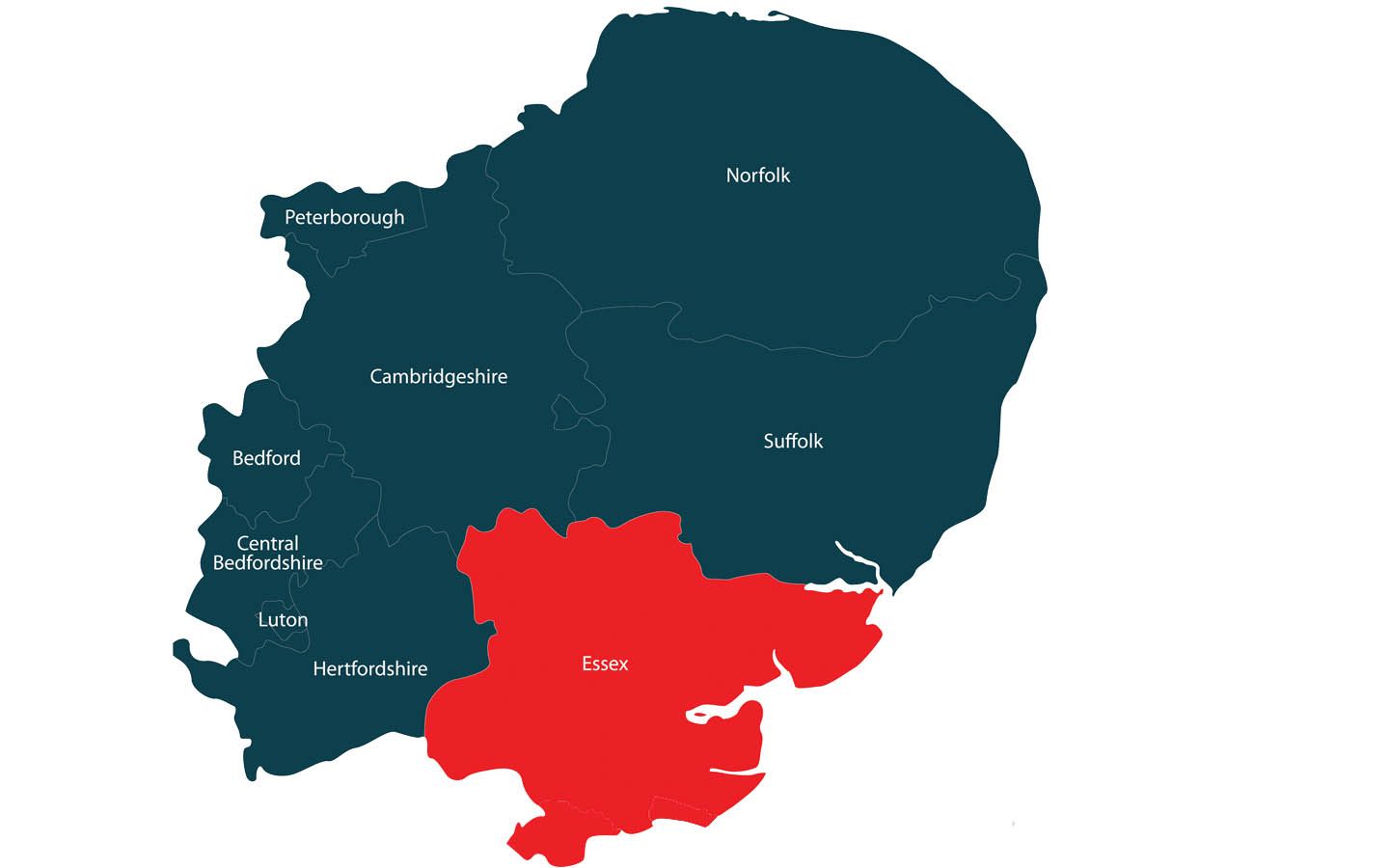 Essex on a map in red