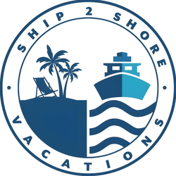 Ship 2 Shore Vacations LLC logo with blue wave icon on white background.