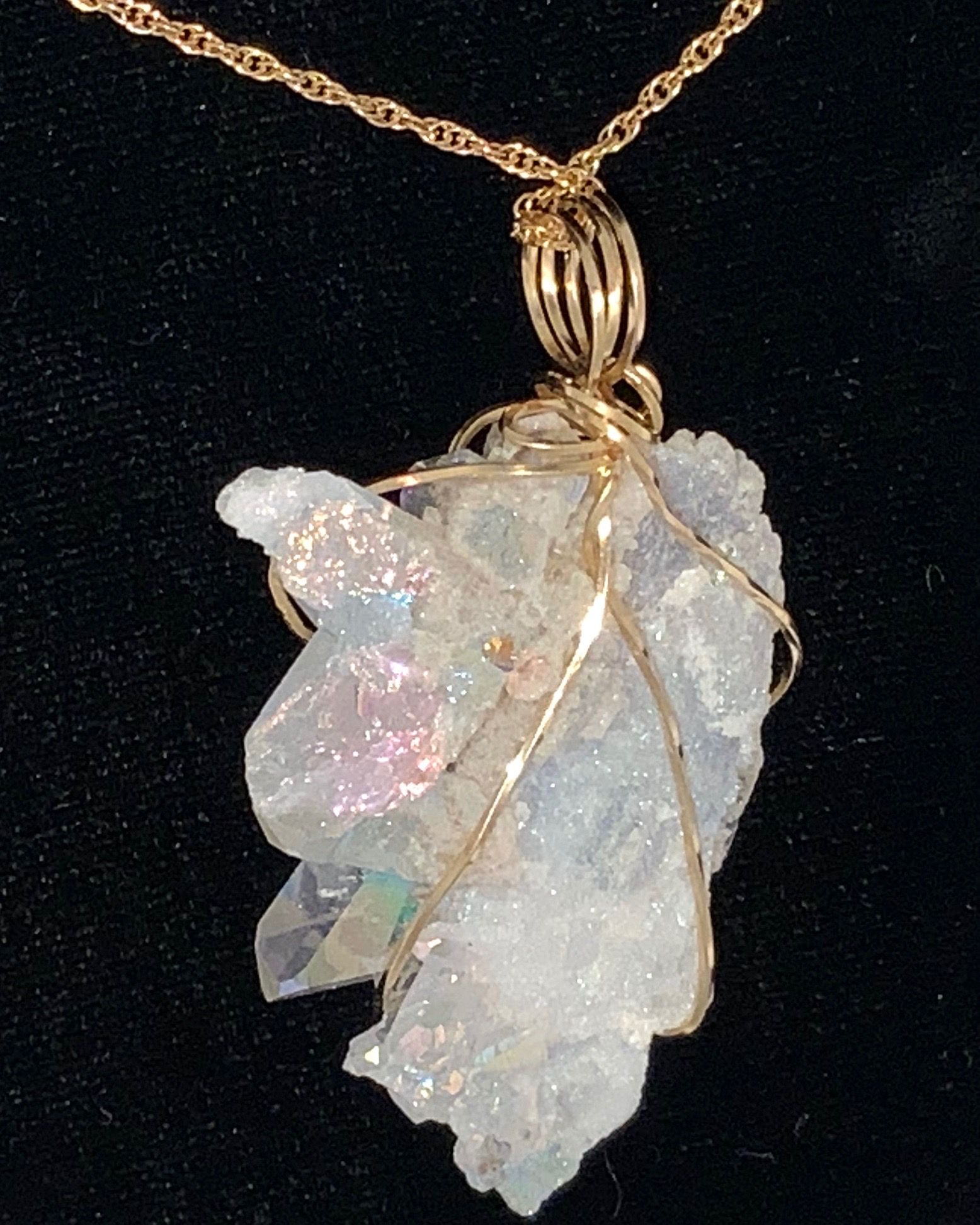 Crystal necklace wire wrapped in gold filled wire
